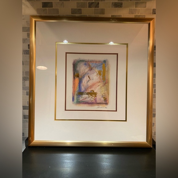 KATHRYN HENNEMAN MODERN ABSTRACT EXPRESSIONIST PAINTING WITH GOLD LEAF